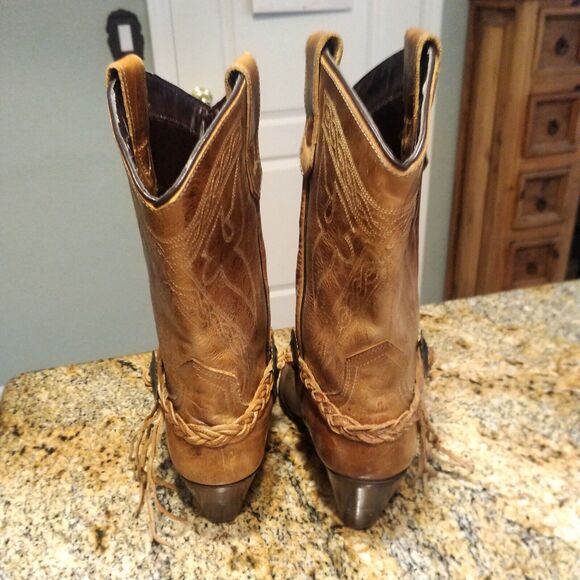 Oak Tree Farms 628 Women's Size 9.5 Brown Leather Cowboy Western Tassel Boots - Picture 8 of 12